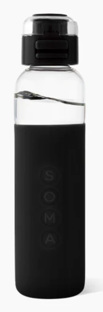 Soma - Black Glass Water Bottle w/ Sport Cap V2 - 17oz